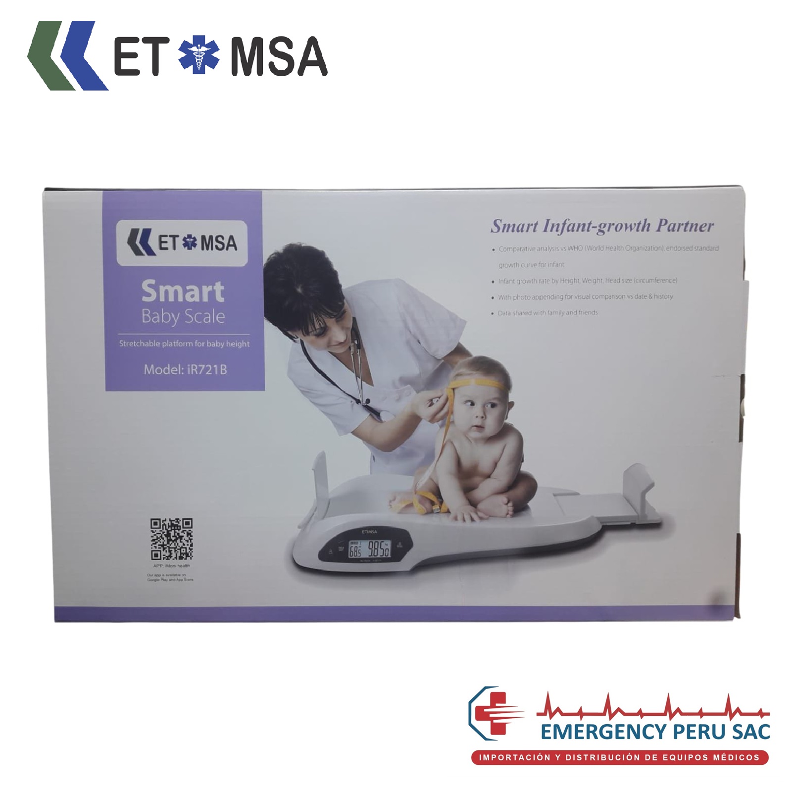 BALANZA DIGITAL PEDIATRICA CON TALLIMETRO ETIMSA IR721B