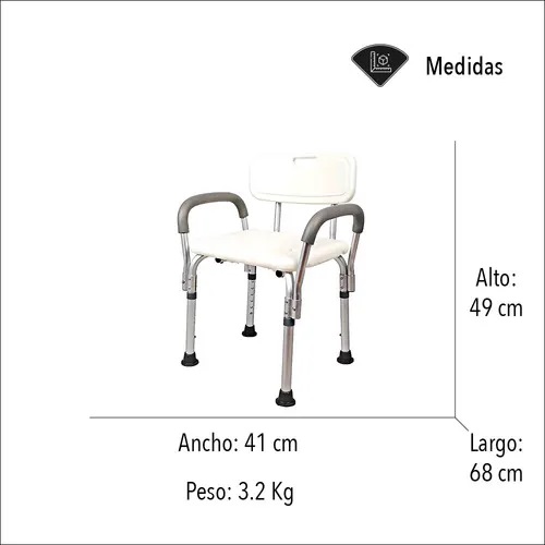 SILLA PARA DUCHA CON BRAZOS AJUSTABLES